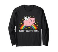 Nobody Believes in Me Winged Pig Stars Long Sleeve T-Shirt