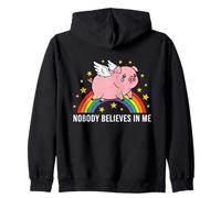 Nobody Believes In Me Winged Pig Stars Zip Hoodie