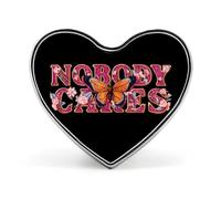 Nobody Cares Novelty Metal Badge 1″ Heart Form Brooch Pin Clothes Bag Accessories Tie Decor