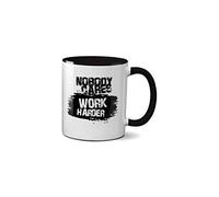 Nobody Cares Work Harder Mug - Funny Quote Novelty Working Rude Fun Coffee Tea Ceramic Handle Idea Heavy Duty Handle Dishwasher and Microwave Safe (Black Handle)