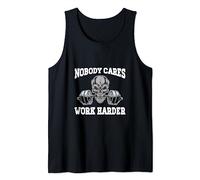Nobody Cares Work Harder Skull Barbell Fitness Coach Workout Tank Top