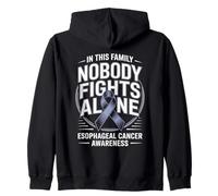 Nobody Fights Alone Esophageal Cancer Awareness Zip Hoodie