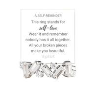 Nobody Has It All Together Band Ring, S925 plated with 18K White Gold White Cubic Zirconia Band Ring, Irregular Self Love Ring, Embrace Beautifully Broken, White Band Ring Jewelry for Women (10)