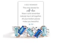 Nobody Has It All Together Blue Band Ring, S925 Sterling Silver Broken Multi-Stones Self Love Ring, Irregular Zircon Inlaid Blue Rings for Women, All Your Broken Pieces Make You Beautiful (7)