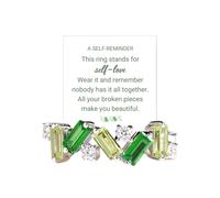 Nobody Has It All Together Green Band Ring, 925 Sterling Silver Irregular Nobody Has It All Together Ring, Green Self Love Band Ring, Embrace Your Imperfections Inspirational Ring for Women (10)