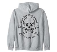 Nobody Is Coming To Save You Bodybuilder Skull Gym Trainer Zip Hoodie