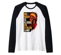 Nobody is Illegal on Stolen Land Design Raglan Baseball Tee