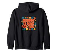Nobody Is Mad At You Soft Reassurance Anxiety Design Zip Hoodie