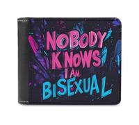 Nobody Knows I Am Bisexual Men's Leather Wallet Bifold Purse Card Holder Slim Money Clip Single-Sided Print