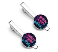 Nobody Knows I Am Bisexual Men's Tie Clips Necktie Bar Pinch Clip Set of 2 Formal Business Wedding Accessories