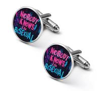 Nobody Knows I Am Bisexual Shirt Cufflinks for Men Cuff Links Tie Father Husband Wedding Business 1.7cm