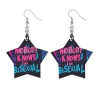 Nobody Knows I Am Bisexual Women's Earrings Wooden Pendant Dangle Jewelry Stylish Accessories for Party