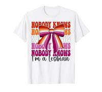 Nobody Knows I'm A Lesbian Funny Lesbian Pride Flag LGBTQ T-Shirt