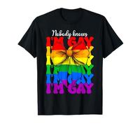 Nobody Knows I'm Gay Funny Gay Pride Flag Rainbow LGBTQ T-Shirt