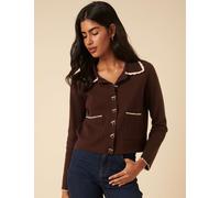 Nobody's Child Collared Knitted Jacket Brown