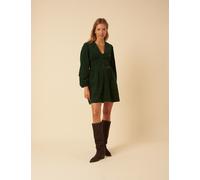 Nobody's Child Cord V-Neck Mini Tea Dress Green
