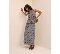 Nobody's Child Cotton Rich Checked Midi A-Line Skirt Navy