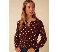 Nobody's Child Cotton Rich Spot Print Cardigan with Wool Brown Mix