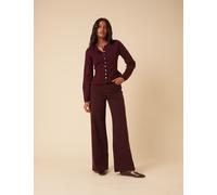 Nobody's Child Crew Neck Peplum Waisted Cardigan Purple