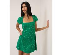 Nobody's Child Ditsy Floral Square Neck Mini Tea Dress Green