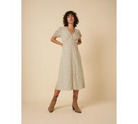 Nobody's Child female Floral V-Neck Button Through Midi Tea Dress - 14 - White Mix, White Mix