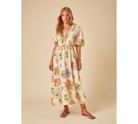 Nobody's Child female Linen Rich Fruit V-Neck Midaxi Dress - 12REG - Multi, Multi