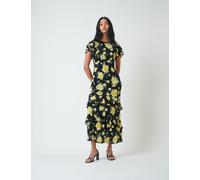 Nobody's Child Floral Midaxi Tea Dress Black
