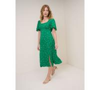 Nobody's Child Floral Square Neck Midi Tea Dress Green