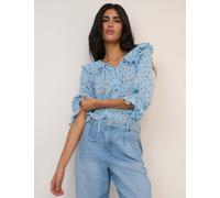 Nobody's Child Floral Tie Neck Relaxed Blouse Blue Mix