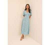 Nobody's Child Floral V-Neck Angel Sleeve Midi Tea Dress White