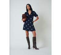 Nobody's Child Floral V-Neck Mini Tea Dress Blue