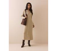 Nobody's Child Knitted Button Through Midi Bodycon Dress Beige