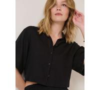 Nobody's Child Linen Rich Collared Relaxed Shirt Black