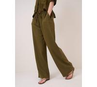Nobody's Child Linen Rich Drawstring Straight Leg Trousers Green