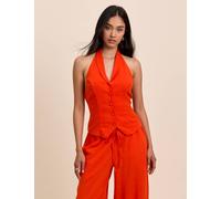 Nobody's Child Linen Rich Halter Neck Waistcoat Top Orange