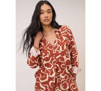 Nobody's Child Linen Rich Printed Shirt Brown