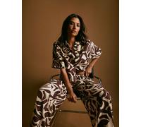 Nobody's Child Linen Rich Printed Wide Leg Trousers Brown