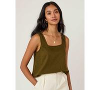 Nobody's Child Linen Rich Square Neck Crop Top Green