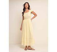 Nobody's Child Linen Rich Square Neck Midaxi Skater Dress Yellow