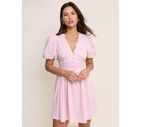 Nobody's Child Lyocell Rich Mini Skater Dress with Linen Pink