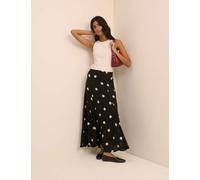 Nobody's Child Polka Dot Maxi A-Line Skirt Black