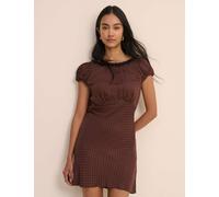 Nobody's Child Polka Dot Round Neck Mini Tea Dress Brown