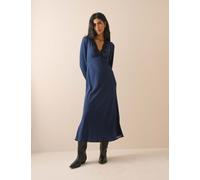 Nobody's Child Polka Dot V-Neck Midi Tea Dress Blue