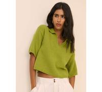 Nobody's Child Polo Neck Knitted Top with Wool Green