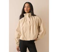 Nobody's Child Pure Cotton Balloon Sleeve Funnel Neck Jacket Beige