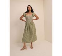 Nobody's Child Pure Cotton Checked Midi Skater Dress Green