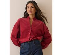 Nobody's Child Pure Cotton Cord Frill Neck Blouse Red
