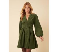 Nobody's Child Pure Cotton Cord Mini Skater Dress Green