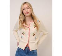 Nobody's Child Pure Cotton Embroidered Button Front Cardigan Cream