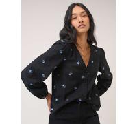 Nobody's Child Pure Cotton Embroidered V-Neck Blouse Black